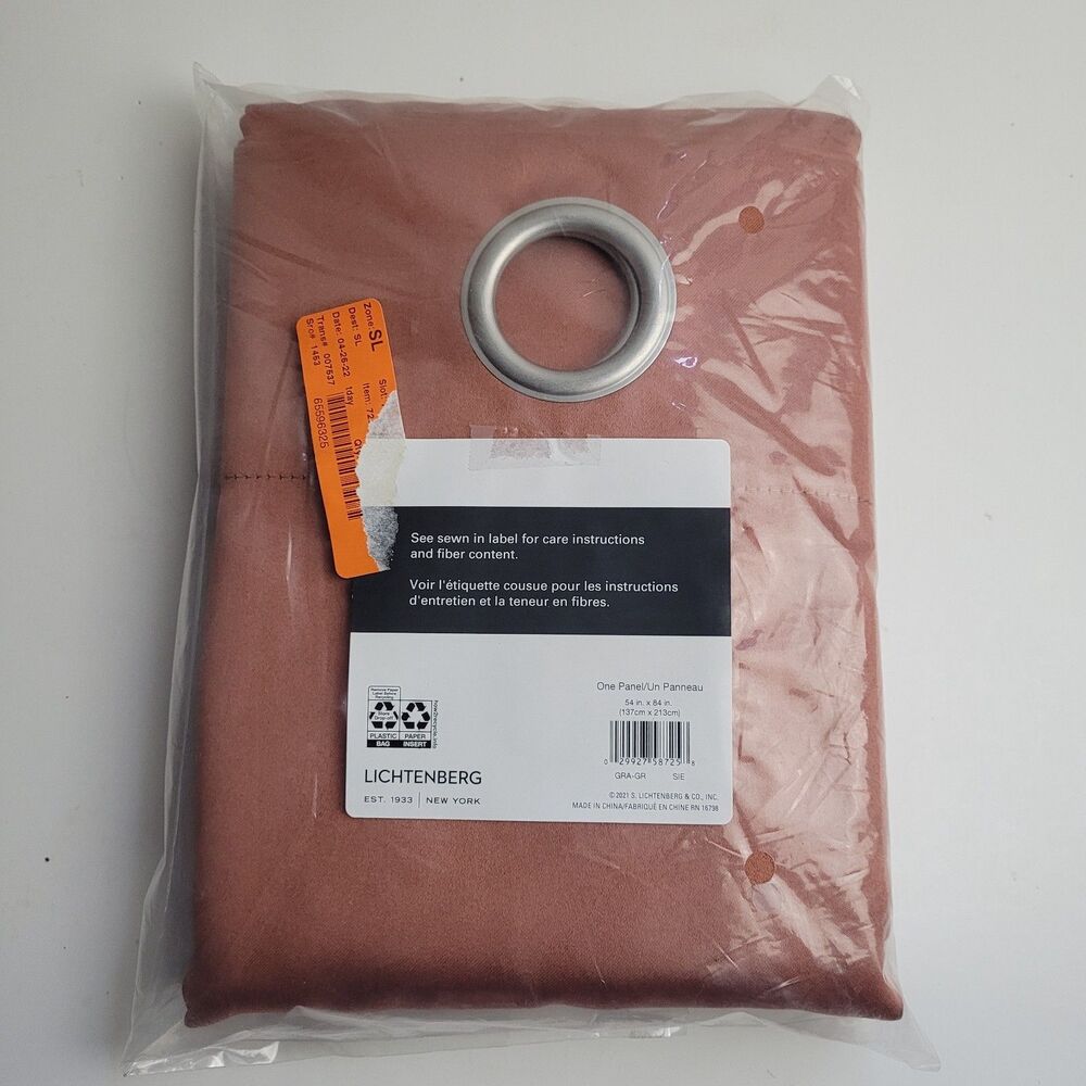 NEW Lichtenberg Grommet Single curtain panel 54x84 inch SIE Orange Color #CT2